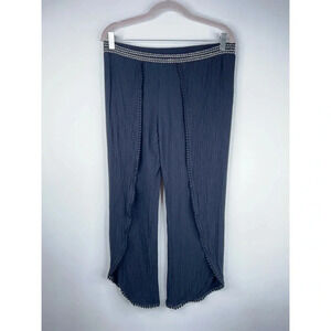 Anthropologie Hei Hei Crepe Pants Black Boho Numana Wide Legs Tulip Hem Size XS